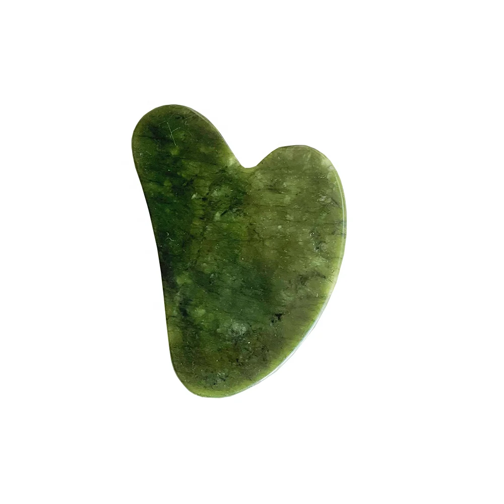 Wholesale face product facial massage guasha heart shape natural xiuyan jade stone