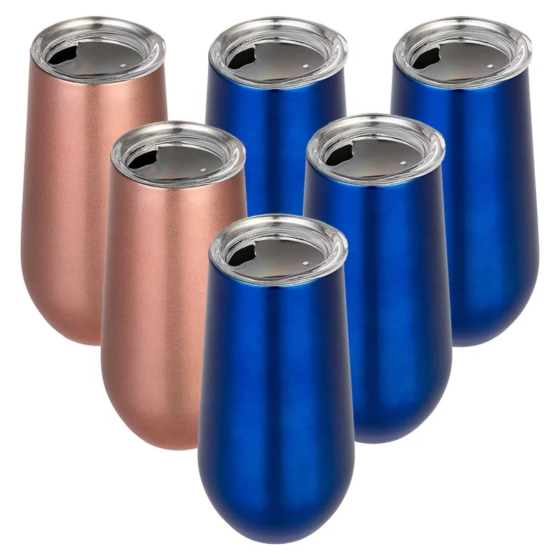 Stainless Steel 6oz Whisky Spirits Tumbler Cups in bulk Double Wall Insulated Wine Tumbler Travel Mug with Lid Straw Print Logo