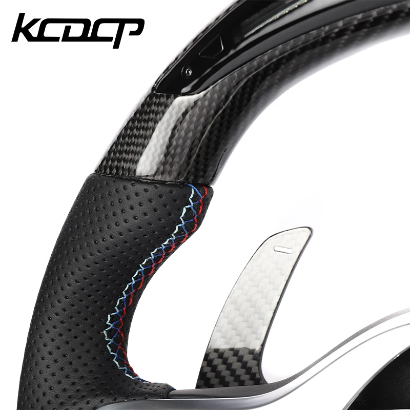 Fit For BMW G80 G81 G82 G83 G84 F90 X7 M3 M4 M5 M8 Car Carbon Fiber LED Steering Wheel