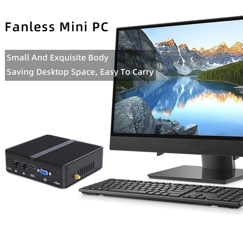 J4125 Mini Pc With RS232/485 Dual COM Ports Dual LAN  DDR4 Fanless Industrial Mini PC Support Win 10/11/Linux Computer
