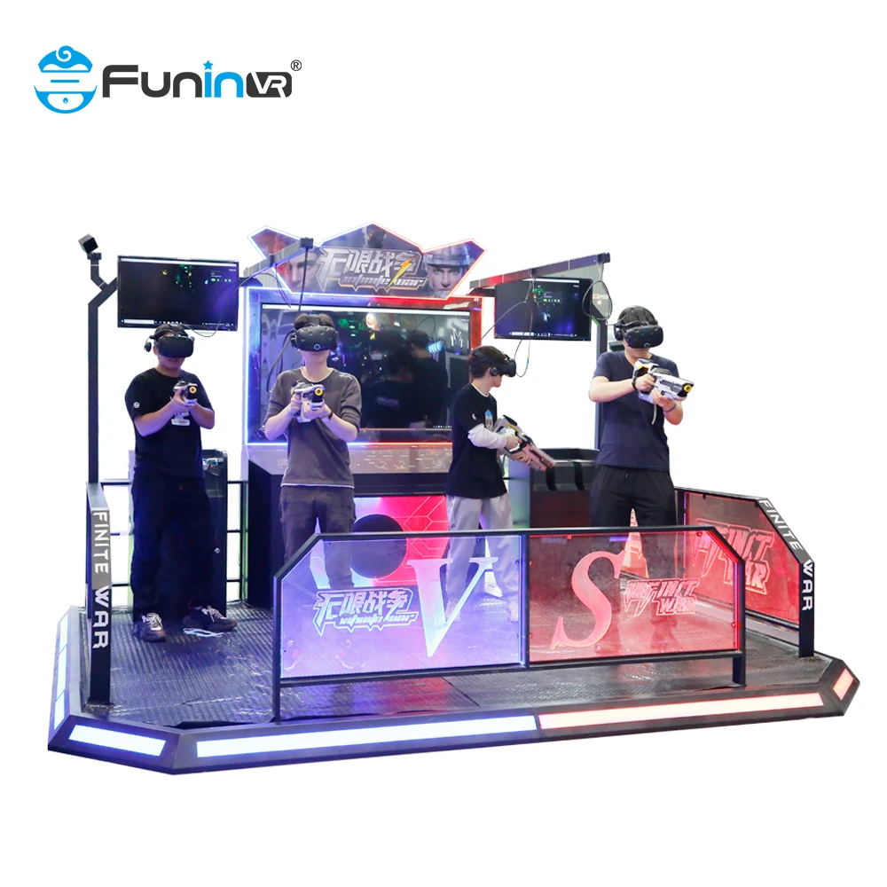 IAAPA Rent VR Infinity war dinosaur ride virtual reality 4 player PVP shooting amusement park kid ride for shopping mall