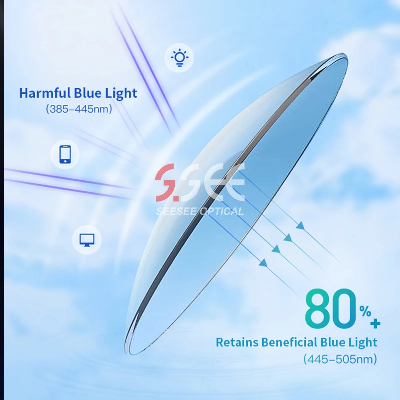 hot selling 1.56 photo blue single vision lenses resin blue lens blue filter photo lenses