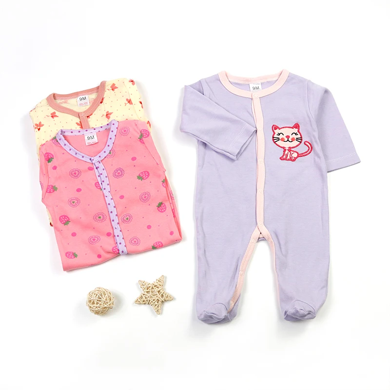 3 Piece Infant Sleepwear Baby Girl Clothes 6-12 Month Bodysuit Baby Girl Boys Cotton Sleep Suit Long Sleeve Baby Jumpsuit Unisex