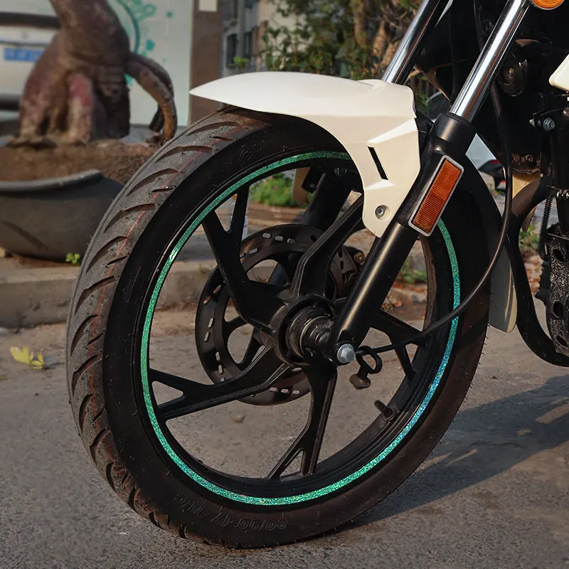 10 Inch 18 Inch Tire Decoration Rim Reflective Universal Waterproof Fashion Colorful PVC Motorcycle Wheel Stickers