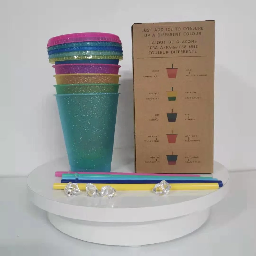 
Custom gift glitter color tumbler cups 16oz Wholesale colorful BPA free PP Tumbler Plastic Tumbler Cups not Color Changing 