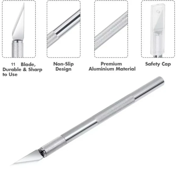 Engraving Non-Slip Metal Scalpel Kit 1 Carving Knife And11 Blades Craft Hobby Gold/Silver Color