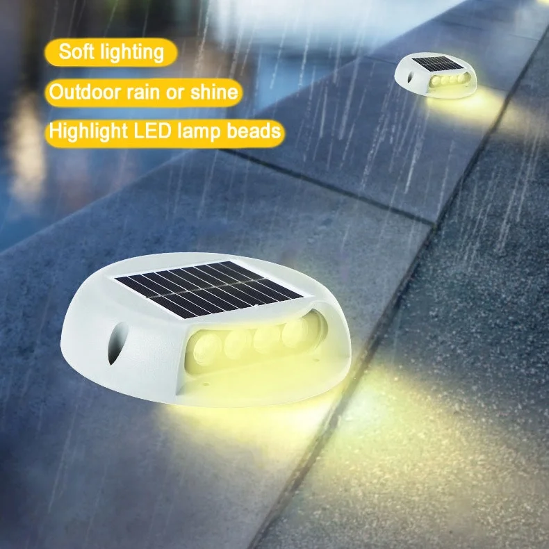 Waterproof Outdoor ABS Led Garden Step Light Solar Powered Driveway Path Street Marker Deck Dock Floor Light Battery 90 80 IP65