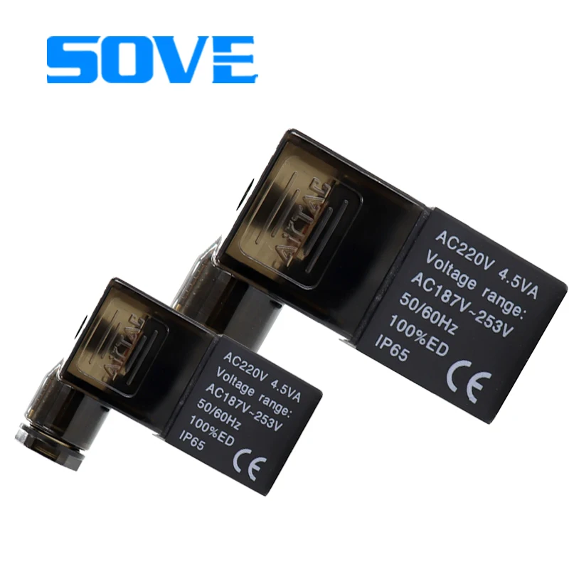Solenoid valve coil AC220V4v310-10 valve head 4v210-08 pure copper 4v410 with light DC24V