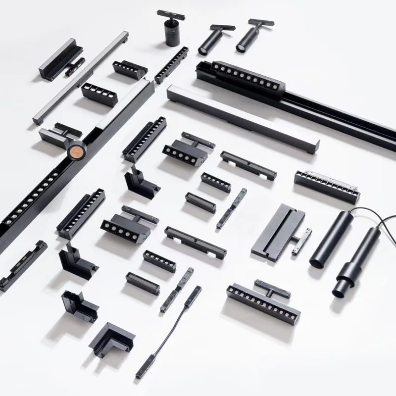 Commercial Adjustable Dimmable LED Ceiling Spotlights Lighting System Rail Recessed Magnetic LED Track Light For Home Shop Decor