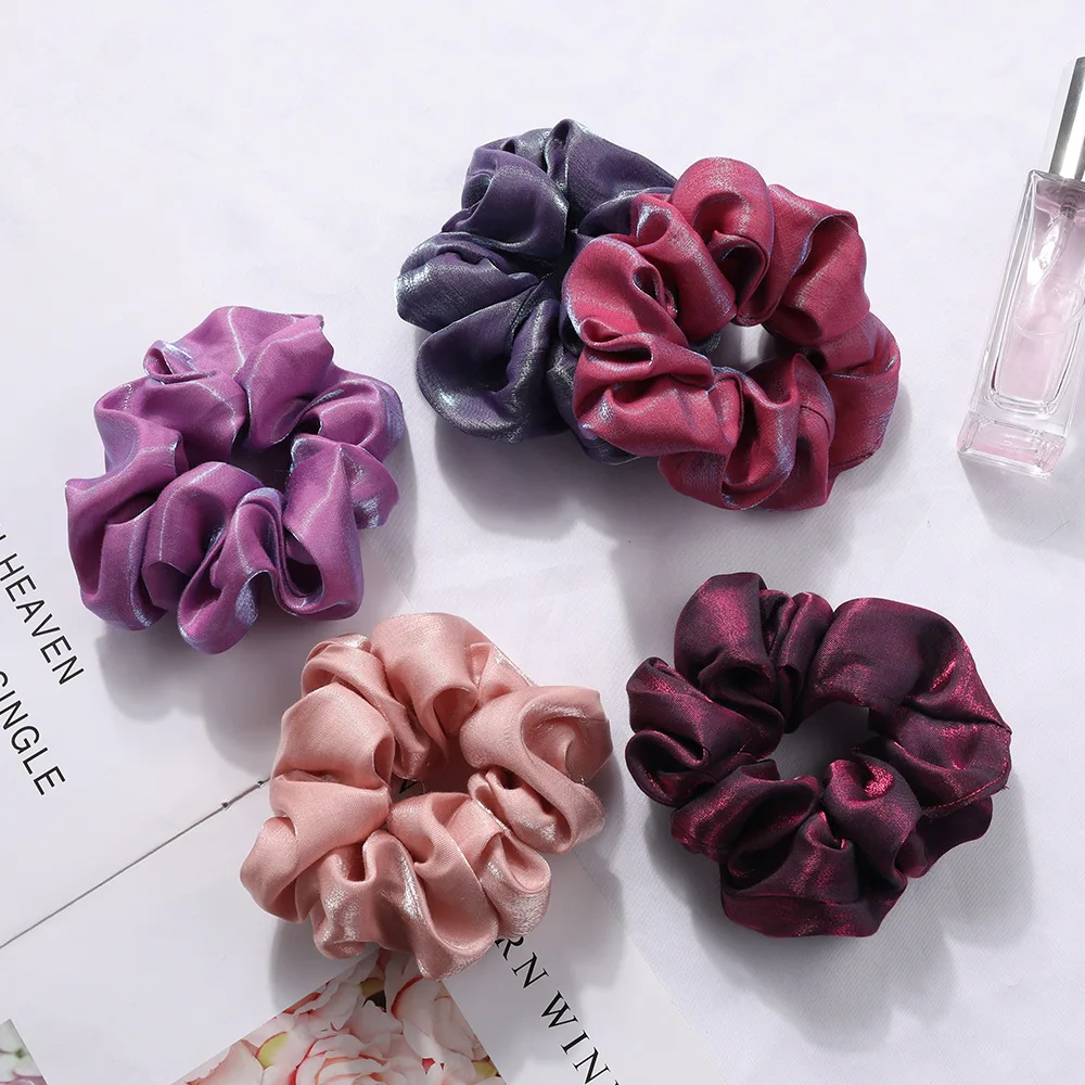 1PC Satin Silk Solid Color Scrunchies Elastic Hair Bands 2019 New Women Girls Hair Accessories Ponytail Holder Hair Ties Rope