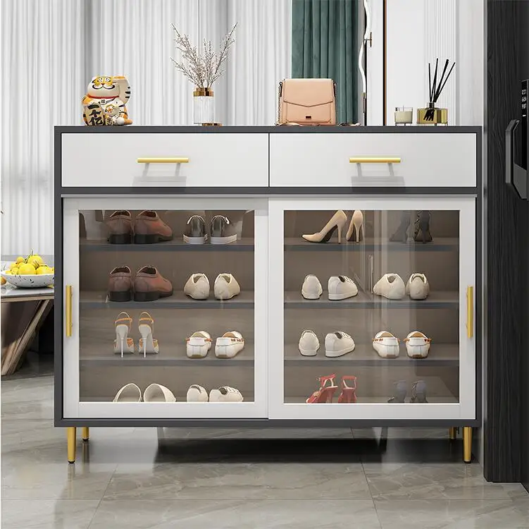 high quality custom made new design shoes rack cabinet modern with glass door