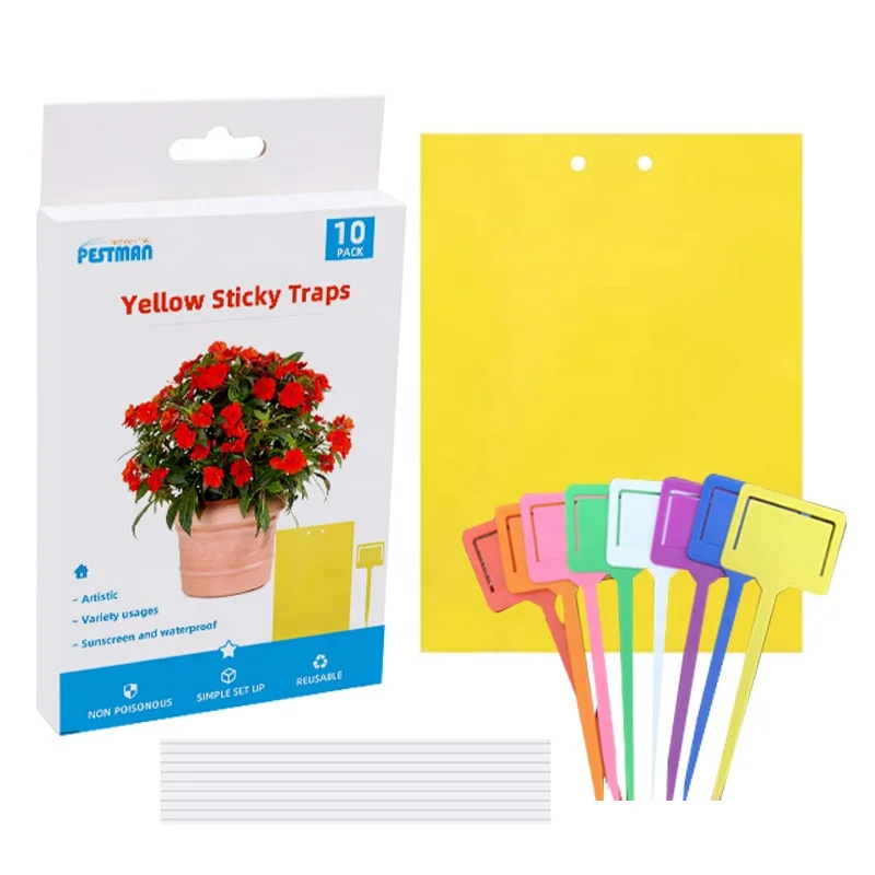 Amazon Top Seller Dual-Sided Yellow Sticky Trap Gnat Bug Flying Plant Insects 10 Pack 6x8 Inches For Amazon