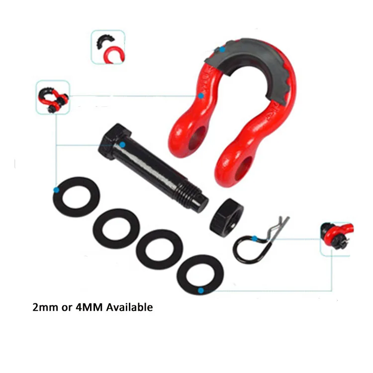 Heavy Duty 4.75T Forged D Ring Bow Shackle Towing Shackles