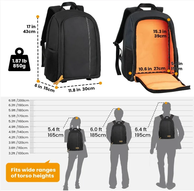Camera Backpack Waterproof Camera Bag Large Capacity Camera Case Photography Backpack with 15in Laptop Compartment Rain Cover