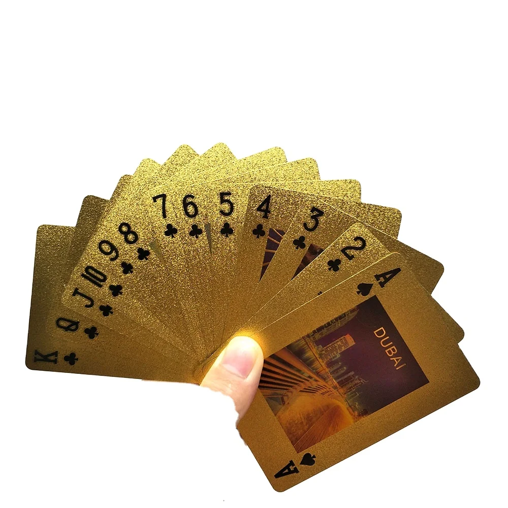 Waterproof Gold PVC Plastic Playing Cards for Gaming