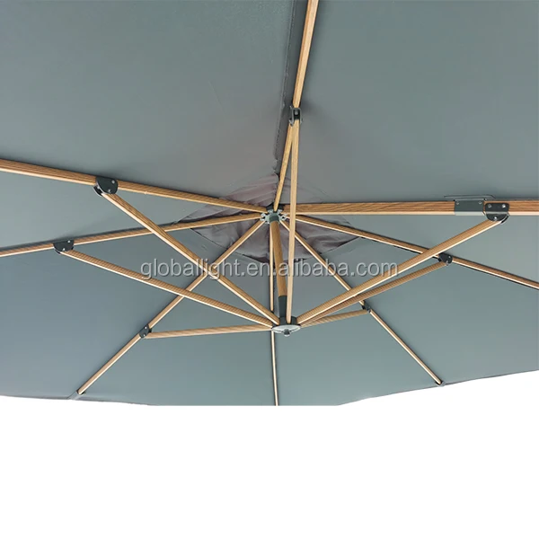 Outdoor Master 3x4M Wooden Coating Aluminium Patio Adjustable Umbrella Roma Umbrella 360 cross  Garden Umbrella