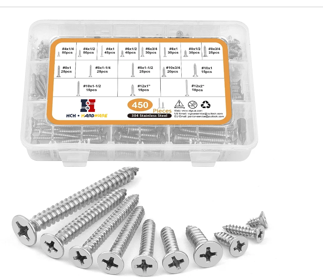 Wholesale Stainless Steel drill machine screw Countersunk Head Phillips Self Tapping Screws Self Drilling Screw set