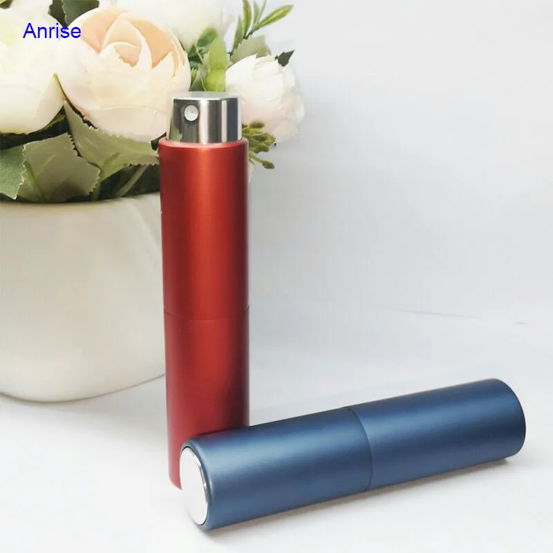Ready To Ship 8ml Rotary Aluminum Metal Perfume Spray Atomizer Lipstick Tube Shape Filling Glass Perfume Bottle