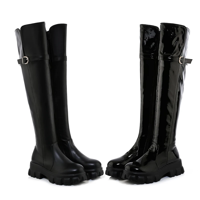 2021 Fall Winter New Black Long Boots High Heels Women Fashion Over Knee High Boots Female