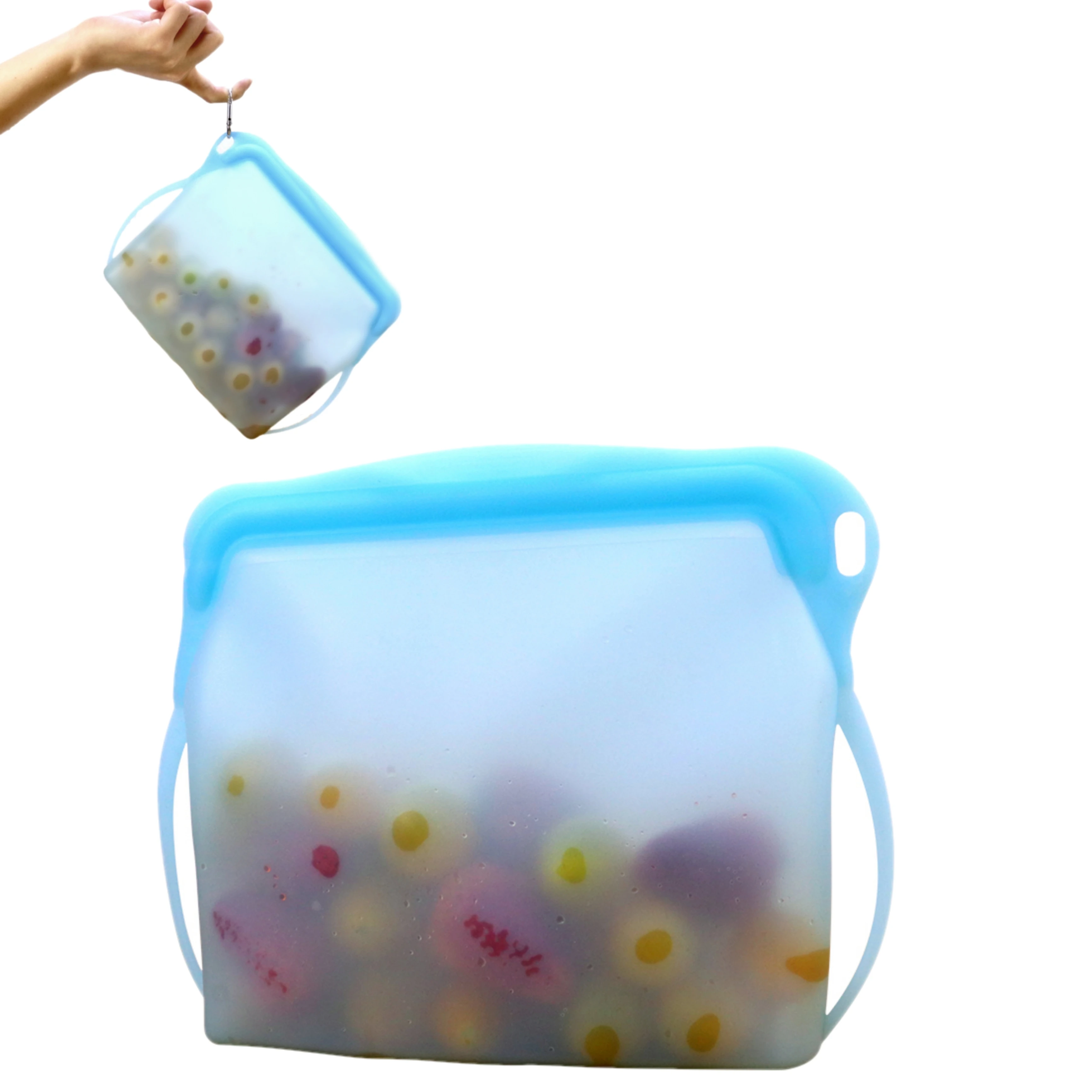 Bpa free reusable food grade waterproof silicone collapsible freezer food storage bag sandwich zip lock bags containers for food