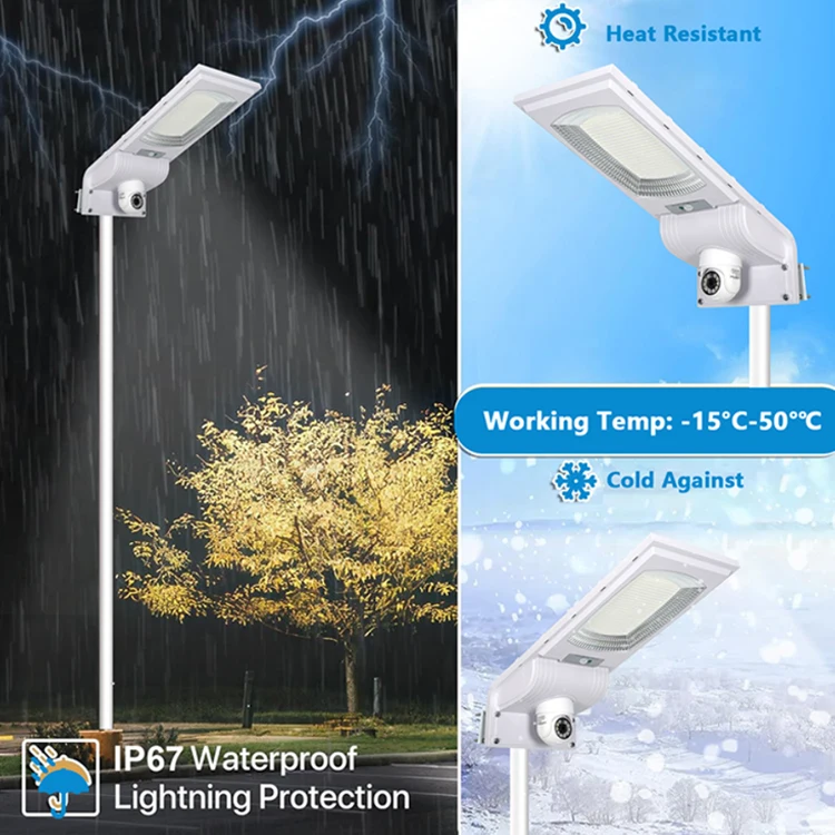 Parking Lot Lighting Ip67 Waterproof Outdoor 300w WIFI Consumption CCTV Camera Integrated All In One Led Solar Street Light