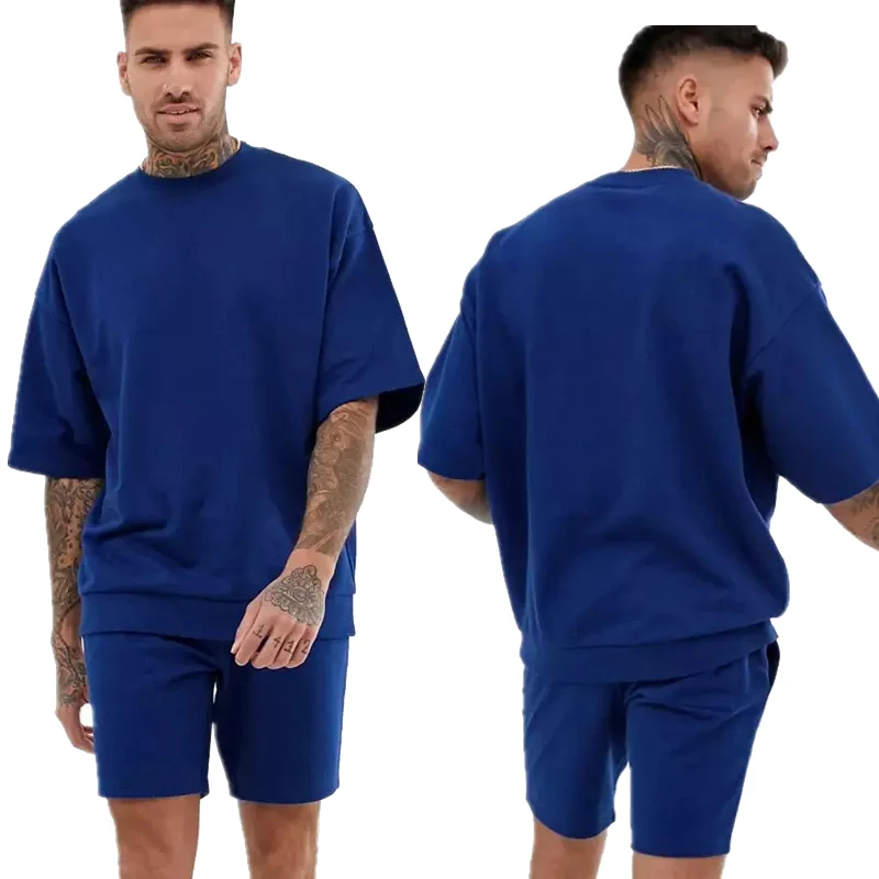 high quality Custom made Streetwear Tshirt shorts and shorts Cotton blank sets OEM support