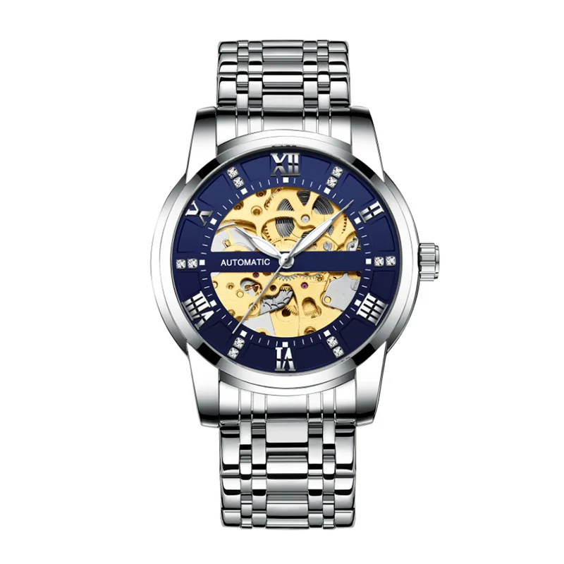 Automatic Mechanical Fashion Steel Belt Custom OEM Mens Golden Watches