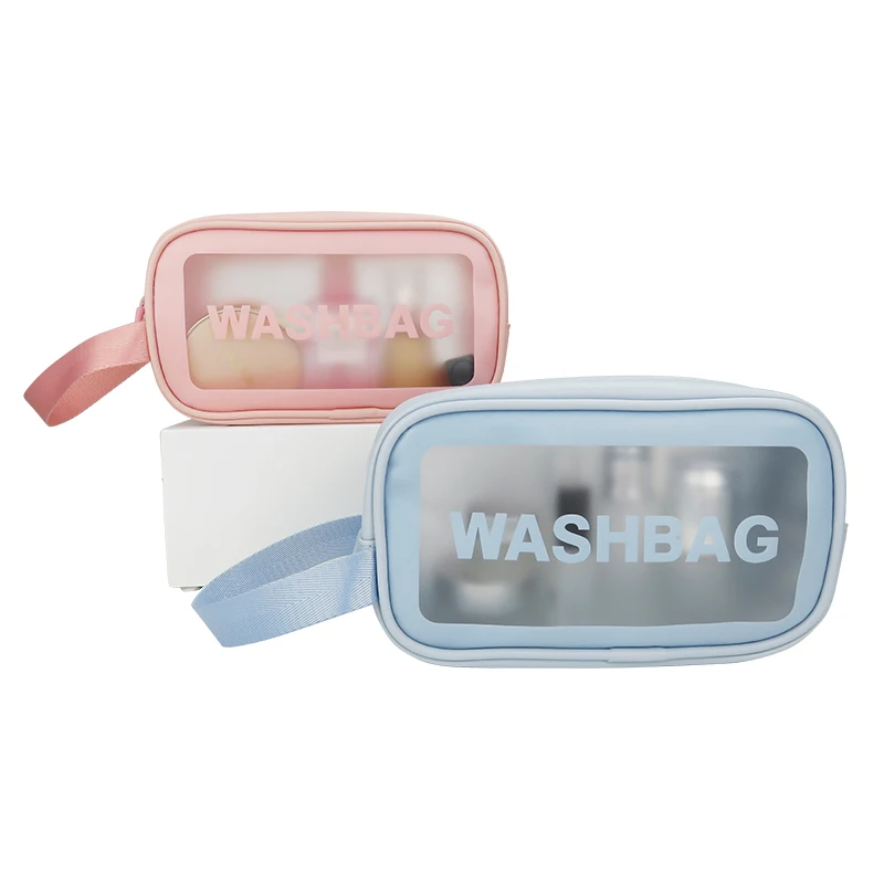 OEM/ODM Travel Portable  Frosting PVC Makeup Bag Custom Trend Toilet Wash Waterproof Cosmetic Pouch With Handle