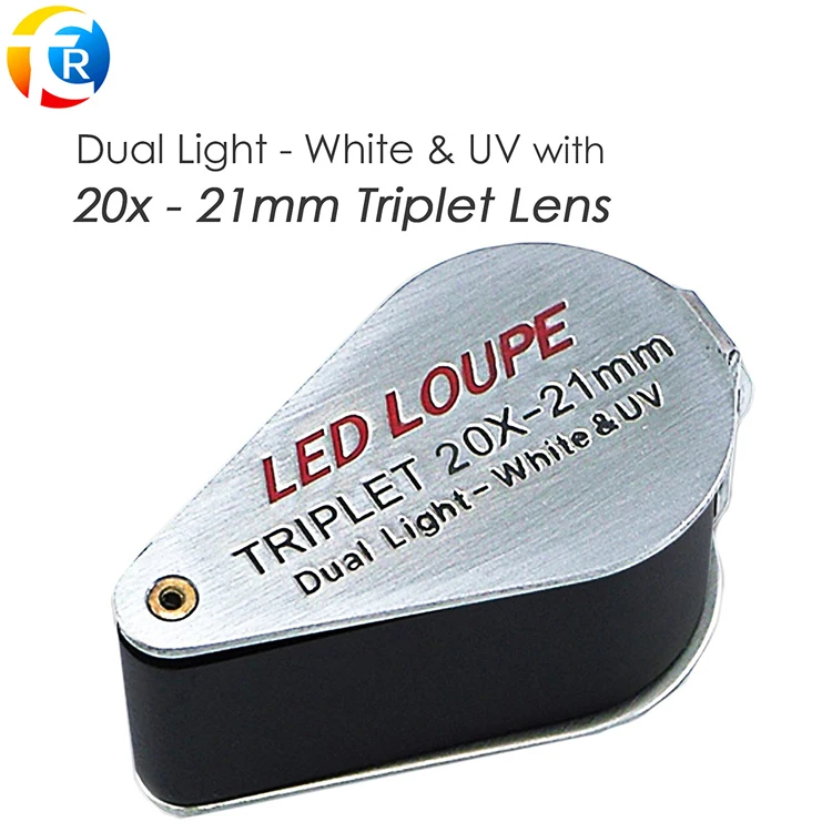 20X Amplification 21mm Single Light LED Lighted Handheld Gem