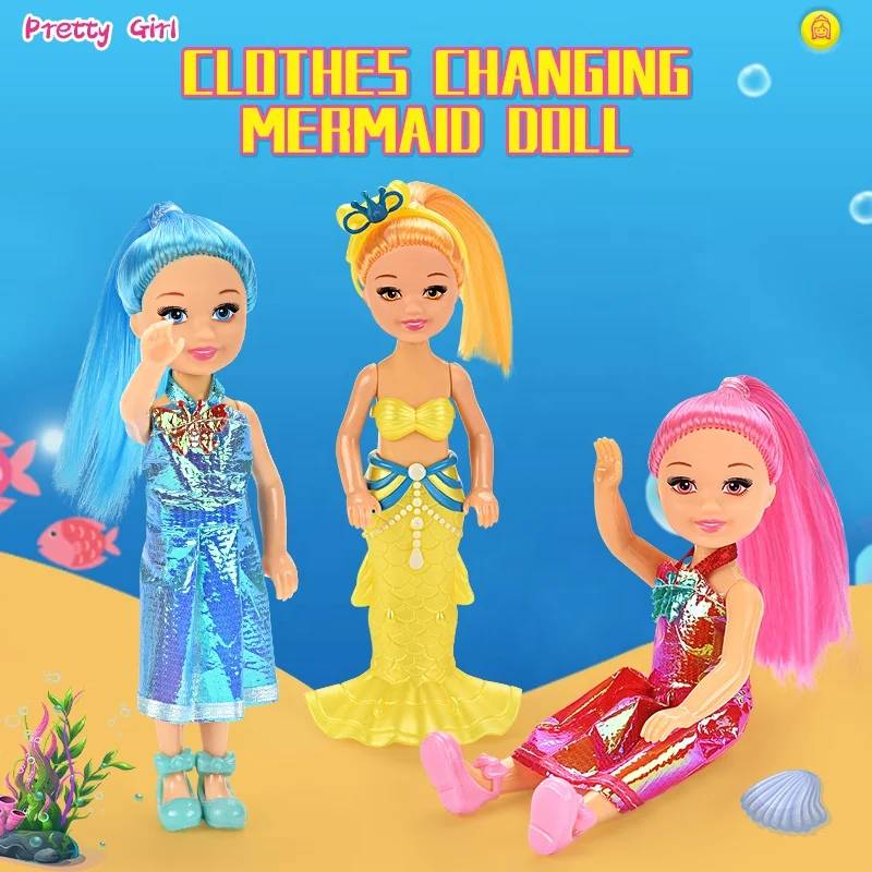 5 Inch Clothes Changing Mermaid Doll Small And Cute Movable Joints Portable Sweet Fashion Girl Gift Dolls Toys For Kids