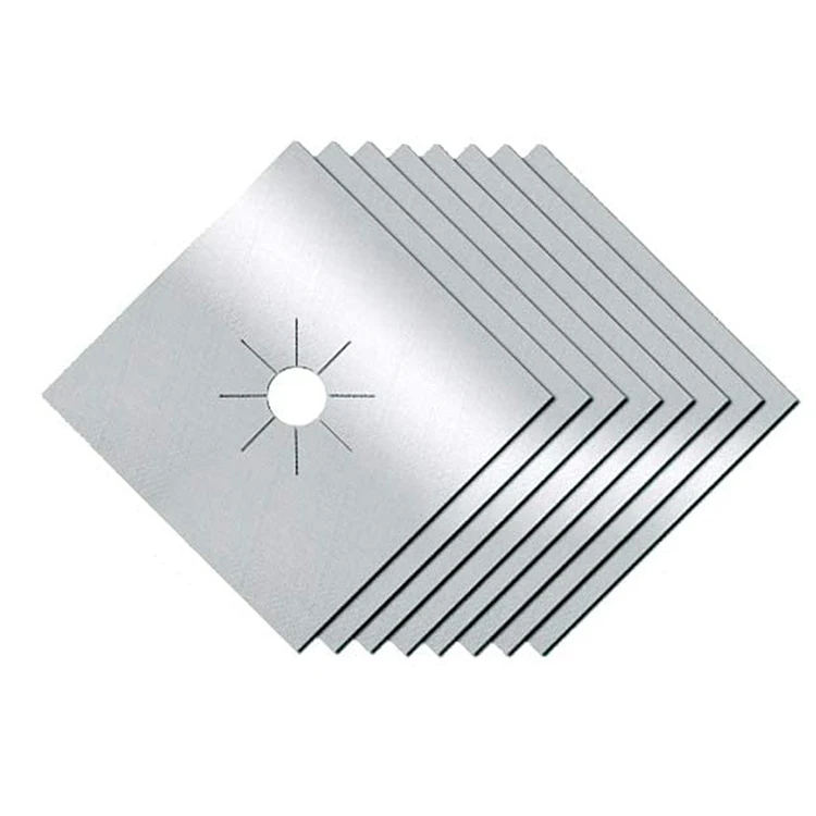 Hot sell Silver  color PTFE gas Stove liner kitchen tool Gas stove protector mat coated glassfiber