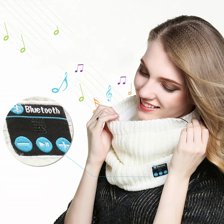 
New Bluetooth Echarp Femm Homme Cachemire Rechargeable Christmas Thick Warm Winter Hat Knit Beanie Scarf Music 