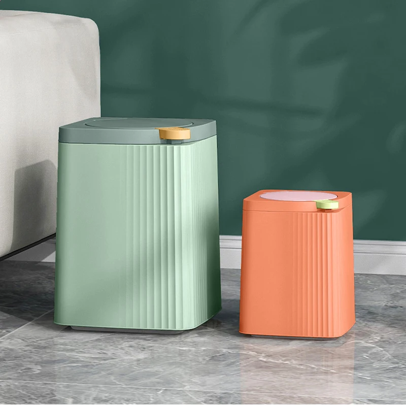 Small-sized trash can domestic bullet-lidded bucket living room toilet garbage can with lidded press-type waste paper basket