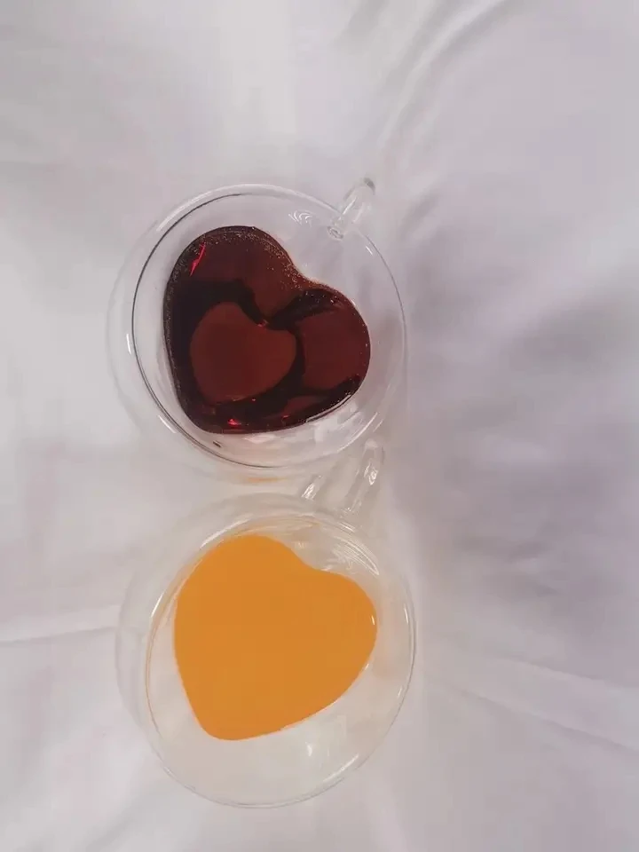 Hot selling Unique  Double-Walled with heart shape coffee  Mug cafe  afternoon break red tea  drinking glass  tumbler for bar
