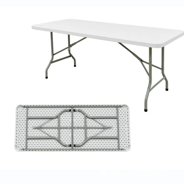 Portable 6ft White Rectangular Plastic Folding Table Outdoor Furniture for Dining Beach BBQ Camping Picnic Banquet Catering