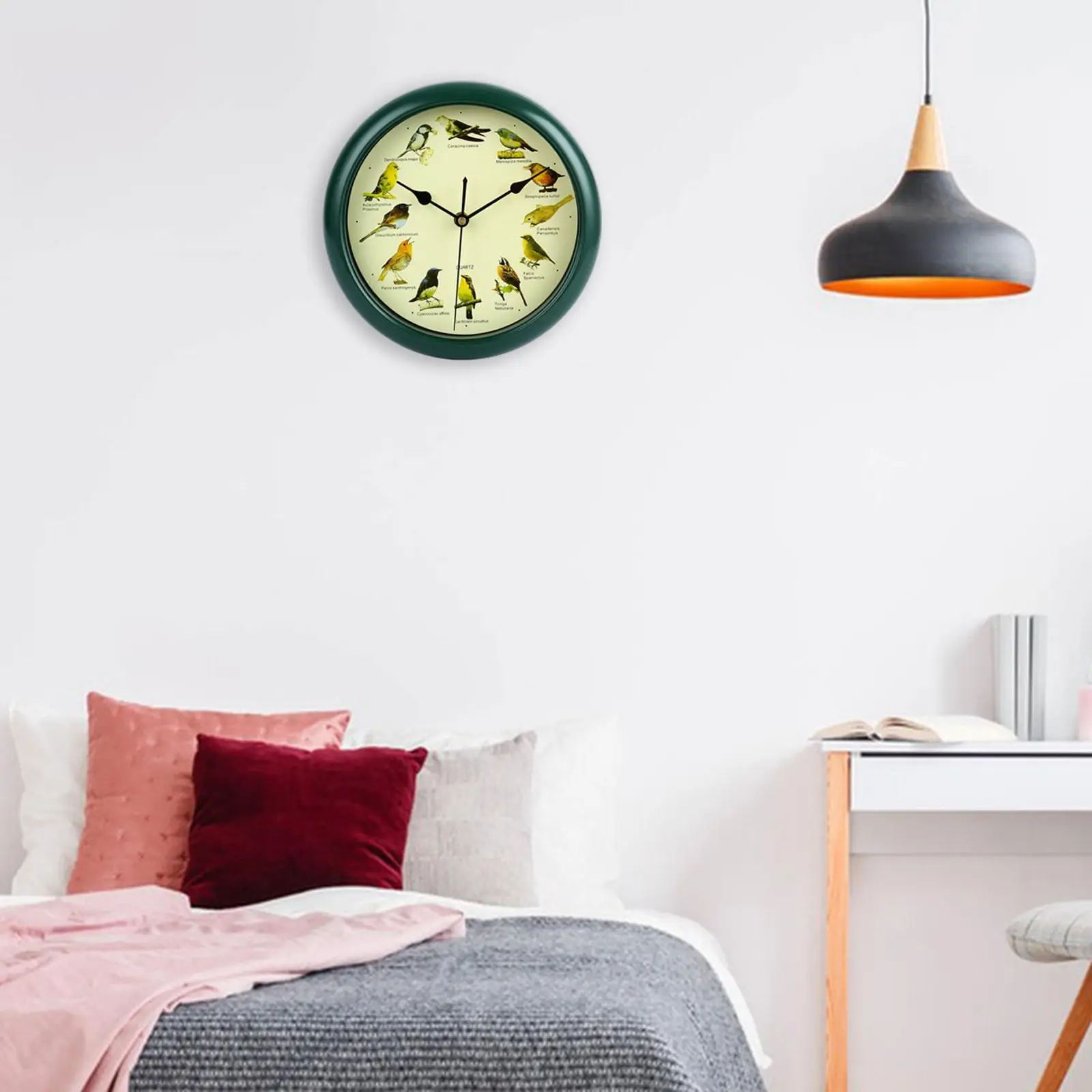25cm Musical Birds Wall Hanging Sound Clock Battery Operated Household Interior Decorative Melody Clock for Home Kitchen