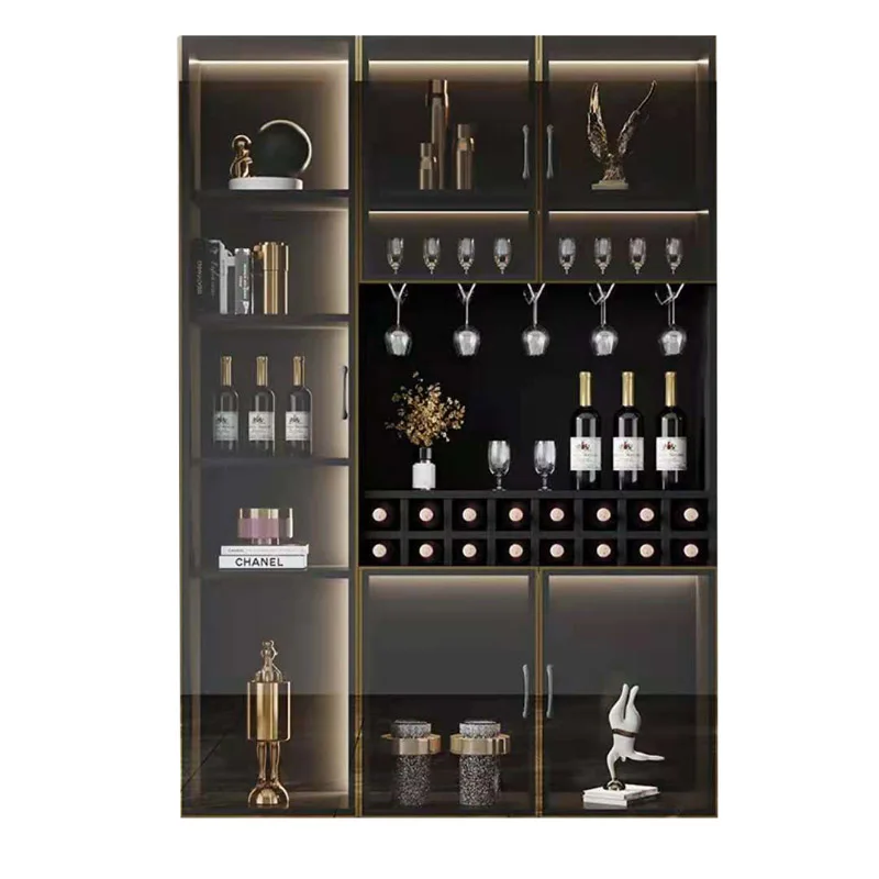 
Modern stainless steel wall wine decorative decorative display cabinet 