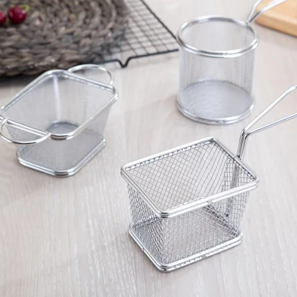 4 inch stainless steel fries snack basket Mini Gourmet fried Western restaurant chicken nuggets fried basket