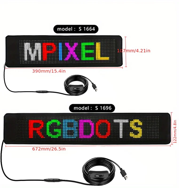 LED Light Signs for Car Smart APP Programmable Flexible LED Sign Blue tooth APP Control Custom Text Patterns, Animations Display