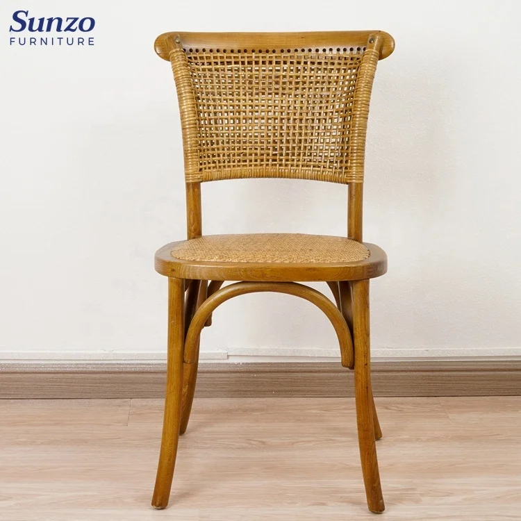 Wholesale Durable Bentwood Dining Chairs Stackable Rattan Seat Dining Room Chair