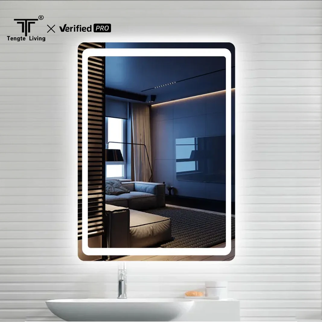 Wholesale bathroom led mirror light wall mounted rectangle shaped mirror with led light