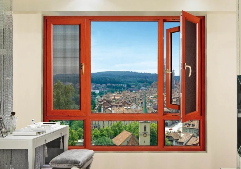 Sound insulation double tempered glass aluminum frame casement window  for home 