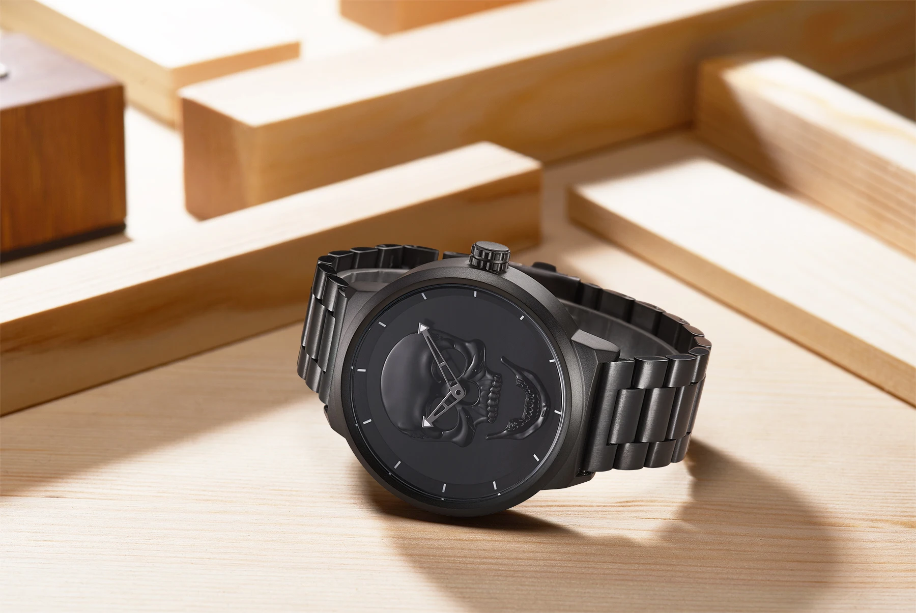 
Biden skeleton watch big face solid steel band Japanese movement mens luxury watch wrist custom logo 