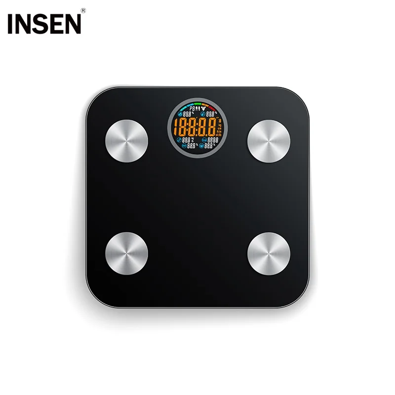 Round LCD digital private label smart bathroom scale with colorful digits