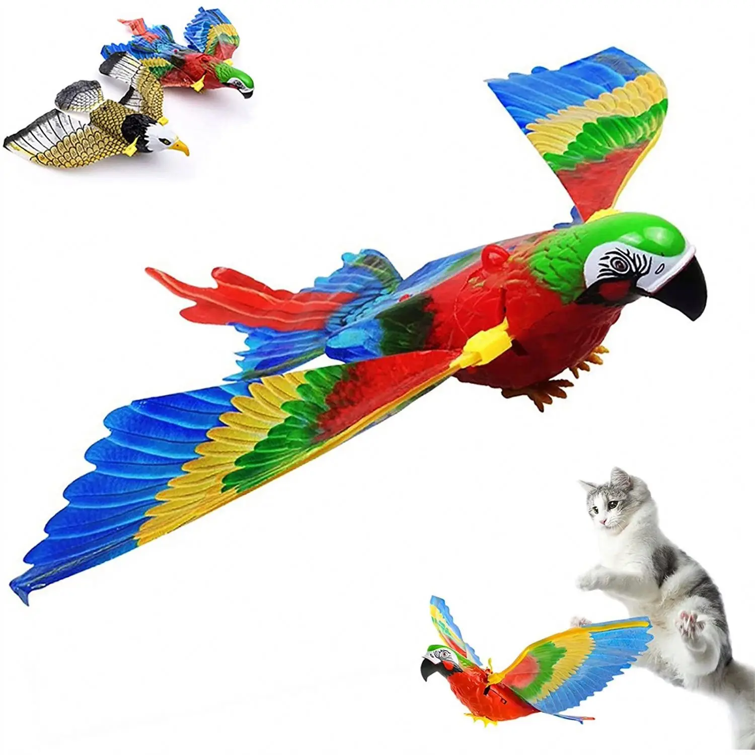 Automatic Electric Hanging Electric Eagle Parrot Toys for Cats Kitten Plush Hot Selling Flying Bird Interactive Cat Toy M132