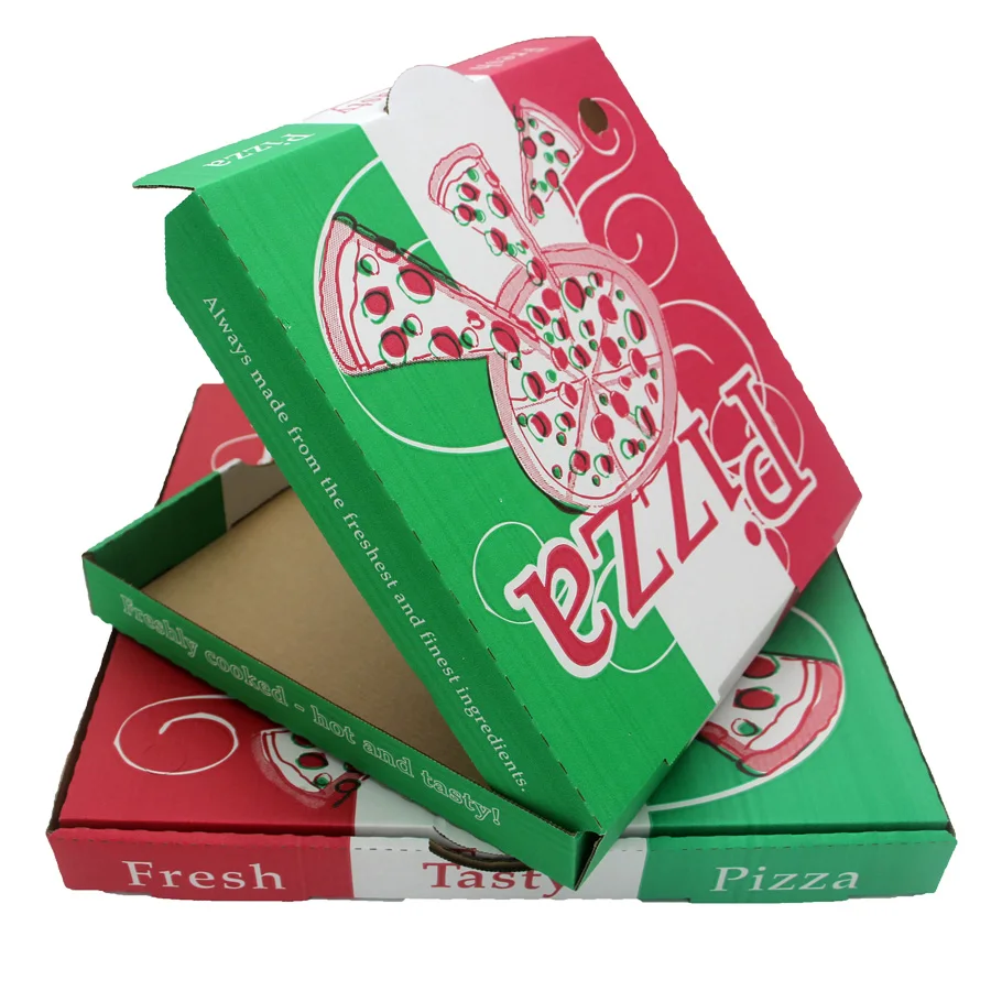 Factory wholesale take away pizza packaging box 9/11/13/15 inch B flute Corrugated Pizza Boxes with logo