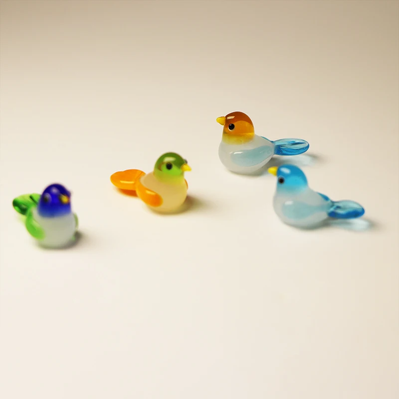 Handmade Mini Small  Cute Bird Chick Animal Miniature Glass Figurines For Art Home Decoration
