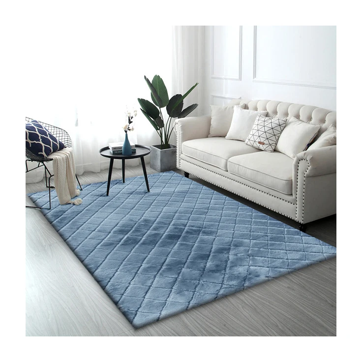 Popular Hot Selling Rabbit Fur 3D Design Area Rug Carpet tapete for Home Floor Living Room