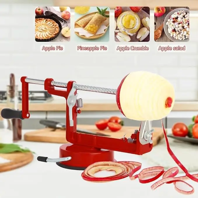 Red Spiral Twisted  Stainless Steel Tornado Potato Cutter With Powerful Suction Base