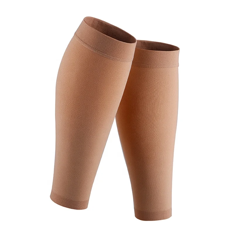 Beige Calf Compression Sleeves 20 30mmHg Leg Compression Sleeves For Unisex
